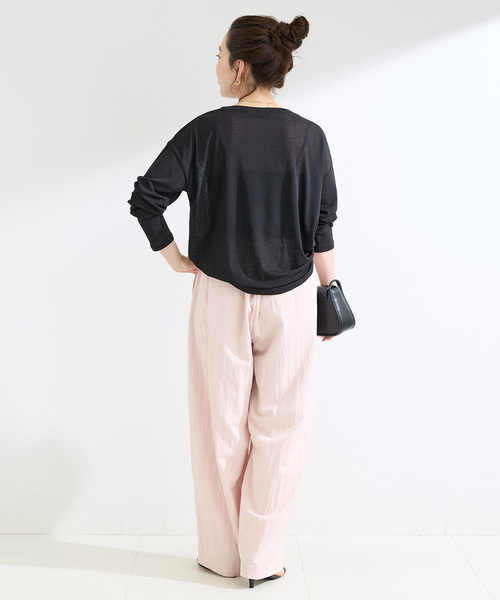 B.C STOCK（ベーセーストック）の「《追加2》ウォッシャブル / スラブシアーロンTEE（Tシャツ/カットソー・レディース・ブラック/チャコールグレー/ホワイト/ピンク・FREE）」の5枚目の写真