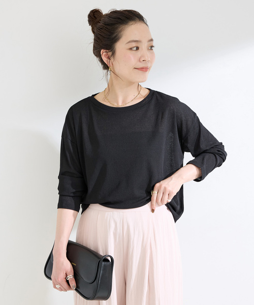 B.C STOCK（ベーセーストック）の「《追加2》ウォッシャブル / スラブシアーロンTEE（Tシャツ/カットソー・レディース・ブラック/チャコールグレー/ホワイト/ピンク・FREE）」の9枚目の写真