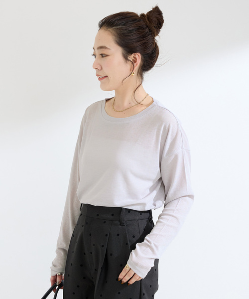 B.C STOCK（ベーセーストック）の「《追加2》ウォッシャブル / スラブシアーロンTEE（Tシャツ/カットソー・レディース・ブラック/チャコールグレー/ホワイト/ピンク・FREE）」の17枚目の写真