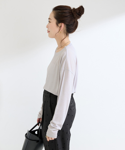 B.C STOCK（ベーセーストック）の「《追加2》ウォッシャブル / スラブシアーロンTEE（Tシャツ/カットソー・レディース・ブラック/チャコールグレー/ホワイト/ピンク・FREE）」の16枚目の写真