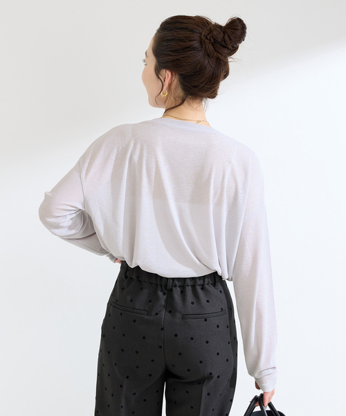 B.C STOCK（ベーセーストック）の「《追加2》ウォッシャブル / スラブシアーロンTEE（Tシャツ/カットソー・レディース・ブラック/チャコールグレー/ホワイト/ピンク・FREE）」の19枚目の写真