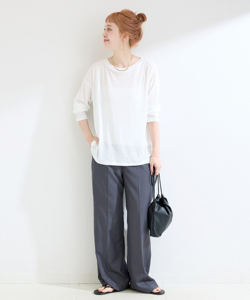 B.C STOCK（ベーセーストック）の「《追加2》ウォッシャブル / スラブシアーロンTEE（Tシャツ/カットソー・レディース・ブラック/チャコールグレー/ホワイト/ピンク・FREE）」の20枚目の写真