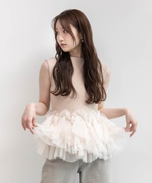 RANDA | チュールフリルニットトップス(ニット/セーター)