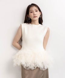 RANDA | チュールフリルニットトップス(ニット/セーター)