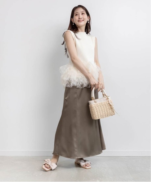 RANDA（ランダ）の「チュールフリルニットトップス（ニット/セーター・レディース・クリーム/ピンク/ダークグレー・FREE）」の7枚目の写真