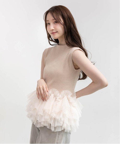 ランダ（RANDA）/チュールフリルニットトップス チュールフリルニットトップス（ニット/セーター）｜RANDA（ランダ）の