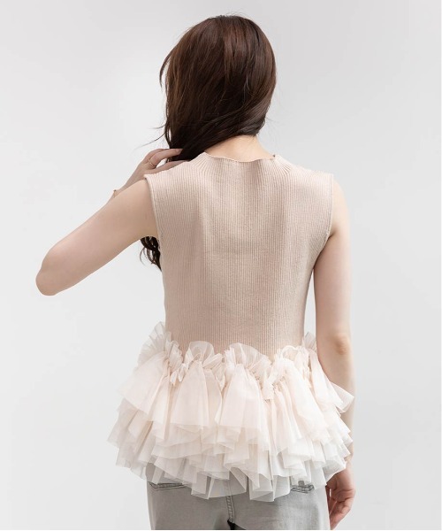 RANDA（ランダ）の「チュールフリルニットトップス（ニット/セーター・レディース・クリーム/ピンク/ダークグレー・FREE）」の10枚目の写真