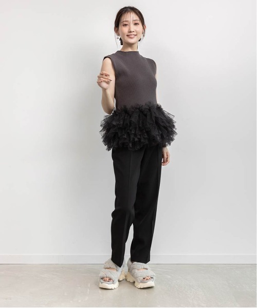 RANDA（ランダ）の「チュールフリルニットトップス（ニット/セーター・レディース・クリーム/ピンク/ダークグレー・FREE）」の15枚目の写真