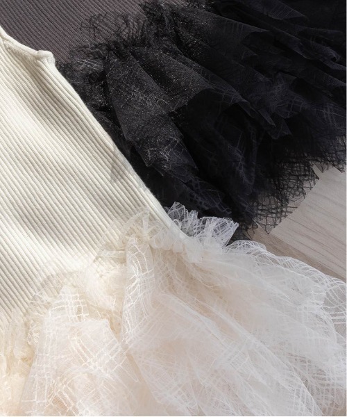 RANDA（ランダ）の「チュールフリルニットトップス（ニット/セーター・レディース・クリーム/ピンク/ダークグレー・FREE）」の18枚目の写真