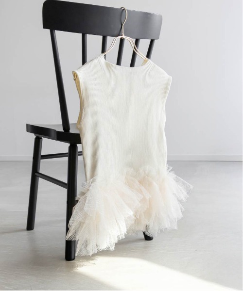 RANDA（ランダ）の「チュールフリルニットトップス（ニット/セーター・レディース・クリーム/ピンク/ダークグレー・FREE）」の19枚目の写真