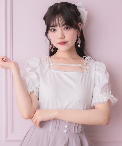 ROJITA(ロジータ)の「デコルテベルトデザイントップス(Tシャツ/カットソー・レディース・ピンク/ホワイト/ブラック・FREE)」の2枚目の写真