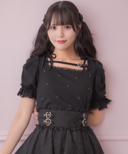 ROJITA(ロジータ)の「デコルテベルトデザイントップス(Tシャツ/カットソー・レディース・ピンク/ホワイト/ブラック・FREE)」の1枚目の写真