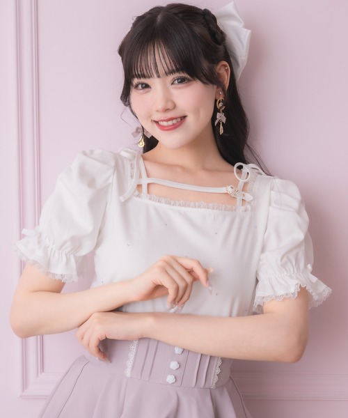 ROJITA(ロジータ)の「デコルテベルトデザイントップス(Tシャツ/カットソー・レディース・ピンク/ホワイト/ブラック・FREE)」の5枚目の写真