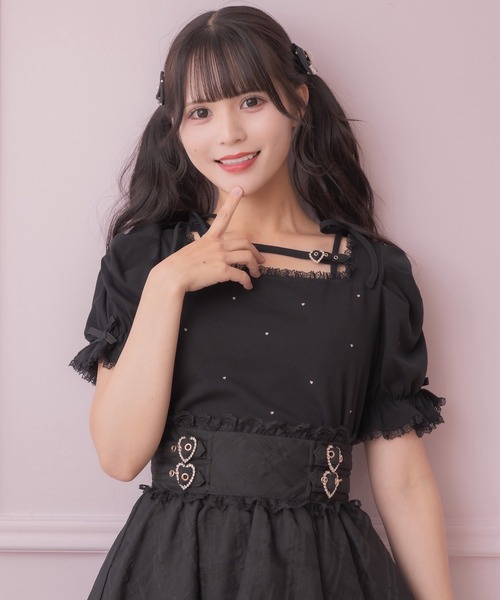 ROJITA(ロジータ)の「デコルテベルトデザイントップス(Tシャツ/カットソー・レディース・ピンク/ホワイト/ブラック・FREE)」の12枚目の写真