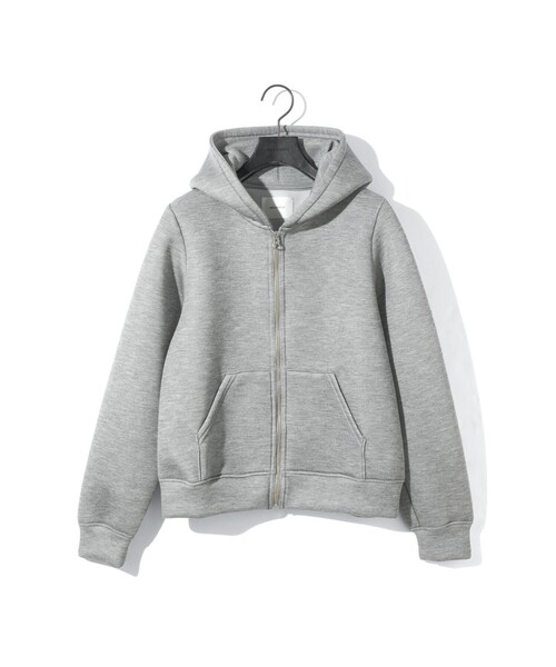 MIDIUMISOLID(ミディウミソリッド)の「MIDIUMISOLID for Ladies シアーダブルニットジップパーカー(Tシャツ/カットソー・レディース・ブラック/ライトグレー・FREE)」の1枚目の写真
