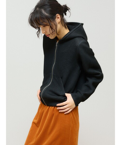 MIDIUMISOLID(ミディウミソリッド)の「MIDIUMISOLID for Ladies シアーダブルニットジップパーカー(Tシャツ/カットソー・レディース・ブラック/ライトグレー・FREE)」の9枚目の写真