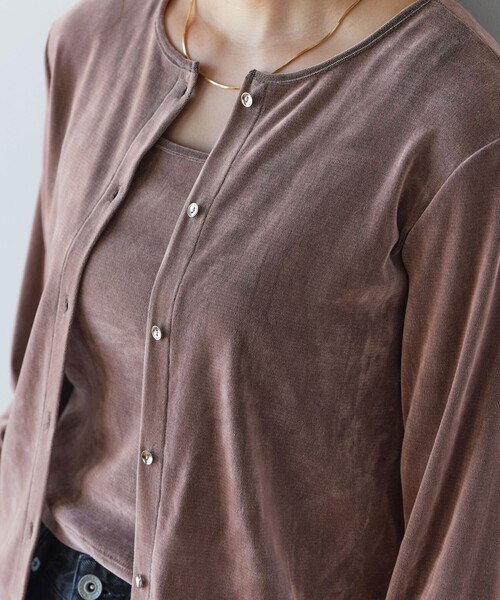 green label relaxing（グリーンレーベルリラクシング）の「極みシアーフロッキーカーデ（カーディガン/ボレロ・レディース・ブラック/グレー/ダークブラウン/ライトピンク/ライトブルー・FREE）」の9枚目の写真