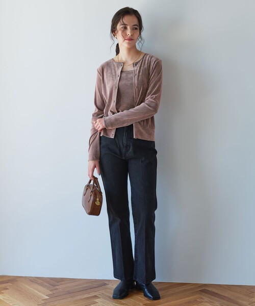 green label relaxing（グリーンレーベルリラクシング）の「極みシアーフロッキーカーデ（カーディガン/ボレロ・レディース・ブラック/グレー/ダークブラウン/ライトピンク/ライトブルー・FREE）」の10枚目の写真