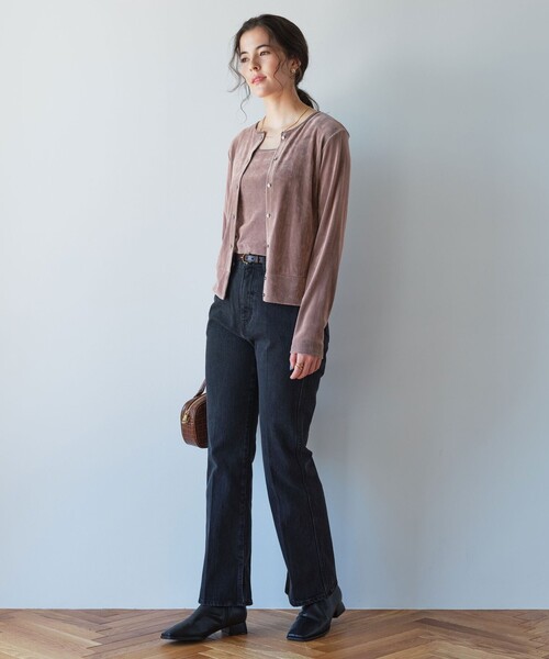 green label relaxing（グリーンレーベルリラクシング）の「極みシアーフロッキーカーデ（カーディガン/ボレロ・レディース・ブラック/グレー/ダークブラウン/ライトピンク/ライトブルー・FREE）」の11枚目の写真