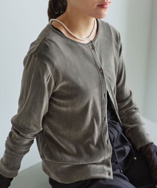 green label relaxing（グリーンレーベルリラクシング）の「極みシアーフロッキーカーデ（カーディガン/ボレロ・レディース・ブラック/グレー/ダークブラウン/ライトピンク/ライトブルー・FREE）」の15枚目の写真