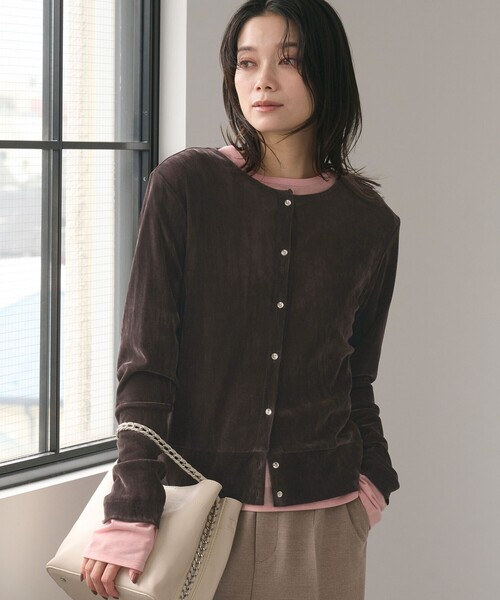 green label relaxing（グリーンレーベルリラクシング）の「極みシアーフロッキーカーデ（カーディガン/ボレロ・レディース・ブラック/グレー/ダークブラウン/ライトピンク/ライトブルー・FREE）」の19枚目の写真