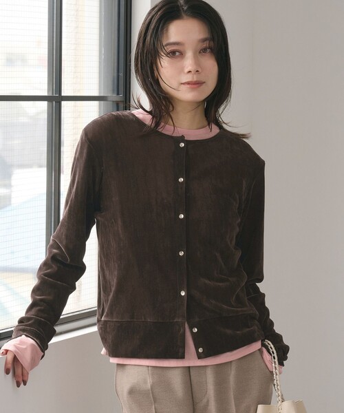 green label relaxing（グリーンレーベルリラクシング）の「極みシアーフロッキーカーデ（カーディガン/ボレロ・レディース・ブラック/グレー/ダークブラウン/ライトピンク/ライトブルー・FREE）」の20枚目の写真