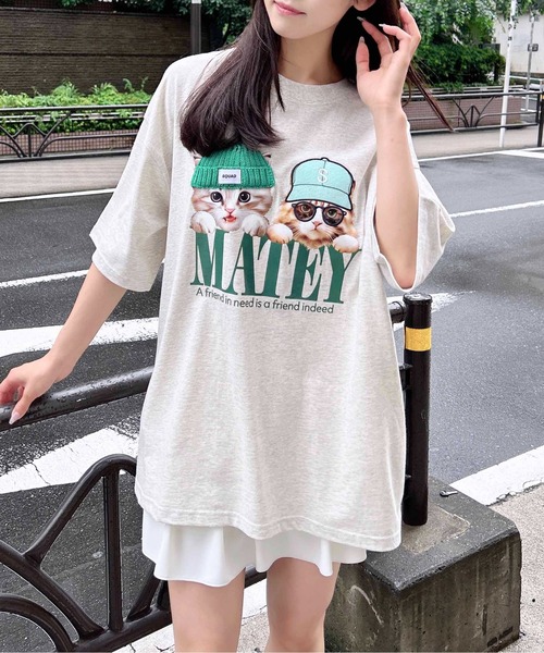 INGNI(イング)の「【WEB限定】ねこニット帽&キャップTシャツ(Tシャツ/カットソー・レディース・オフホワイト/オートミール/スミクロ・M)」の18枚目の写真