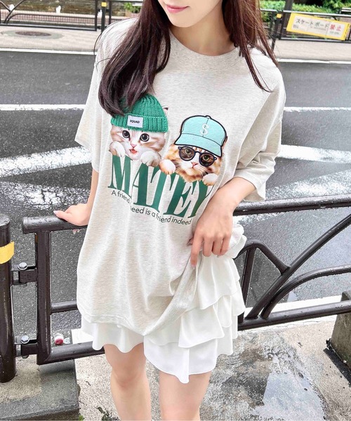 INGNI(イング)の「【WEB限定】ねこニット帽&キャップTシャツ(Tシャツ/カットソー・レディース・オフホワイト/オートミール/スミクロ・M)」の19枚目の写真