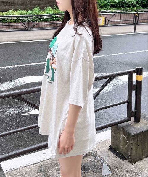 INGNI(イング)の「【WEB限定】ねこニット帽&キャップTシャツ(Tシャツ/カットソー・レディース・オフホワイト/オートミール/スミクロ・M)」の21枚目の写真