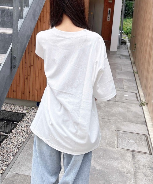 INGNI(イング)の「【WEB限定】ねこニット帽&キャップTシャツ(Tシャツ/カットソー・レディース・オフホワイト/オートミール/スミクロ・M)」の8枚目の写真