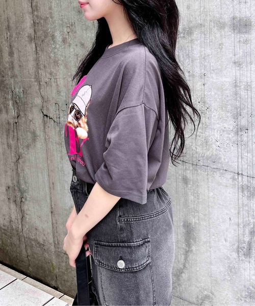 INGNI(イング)の「【WEB限定】ねこニット帽&キャップTシャツ(Tシャツ/カットソー・レディース・オフホワイト/オートミール/スミクロ・M)」の14枚目の写真