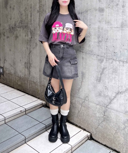 INGNI(イング)の「【WEB限定】ねこニット帽&キャップTシャツ(Tシャツ/カットソー・レディース・オフホワイト/オートミール/スミクロ・M)」の16枚目の写真