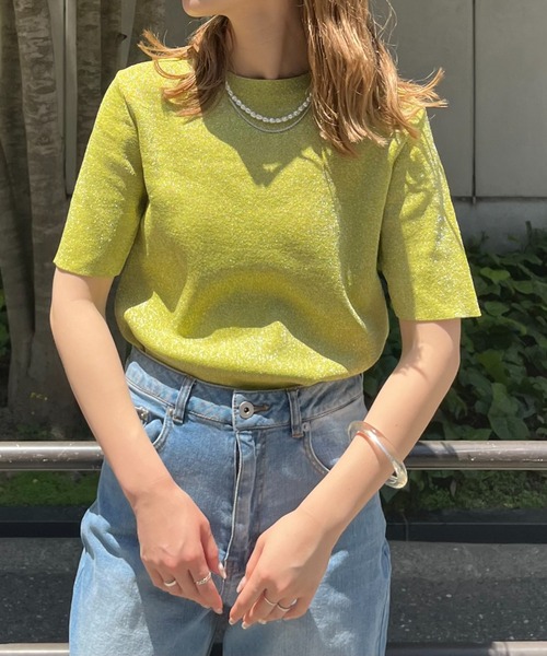 terrace(テラス)の「ラメニットプルオーバー(ニット/セーター・レディース・ブラック/オフホワイト/ライム/カーキブラウン・MEDIUM)」の11枚目の写真