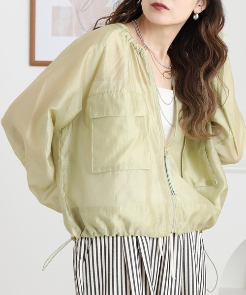 ★VIP価格SALE★Self-portrait★ショートジャケット セール】フロントZIPシアショートジャケット(その他アウター