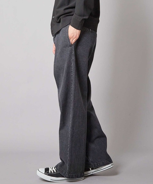UNION STATION（ユニオンステーション）の「WIDE LEG デニムパンツ（デニムパンツ・メンズ・ブラック/ブルー・S/M/L）」の4枚目の写真
