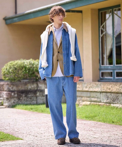 UNION STATION（ユニオンステーション）の「WIDE LEG デニムパンツ（デニムパンツ・メンズ・ブラック/ブルー・S/M/L）」の14枚目の写真