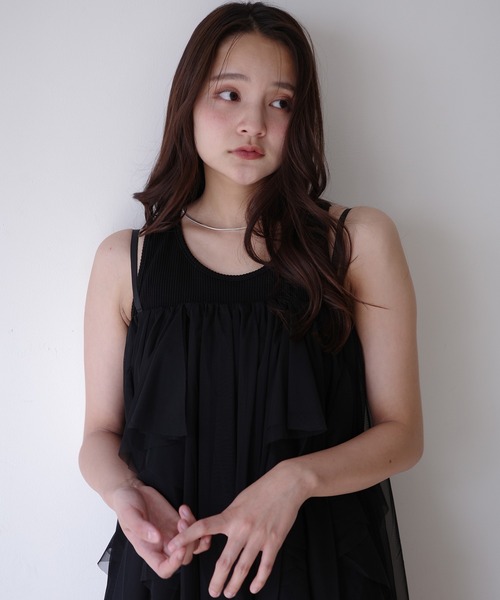 EIMY ISTOIRE(エイミーイストワール)の「リブタンクセットボリュームチュールチュニック ノースリーブトップス 夏 レディース(チュニック・レディース・ホワイト/グレー/ブラック・F)」の7枚目の写真