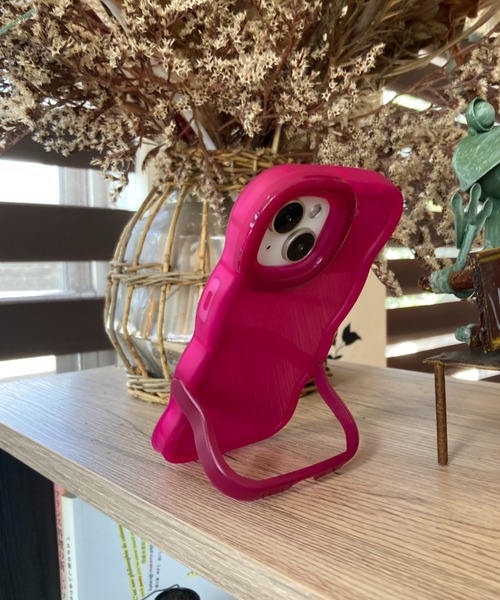 セール】ぷっくり クリア なみなみ スタンド付き/ TPU スマホカバー