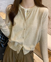 SEU（エスイーユー）の「金ボタンニットカーディガン ラウンドネック オフィスカジュアル きれいめカジュアル レディース（カーディガン/ボレロ）」