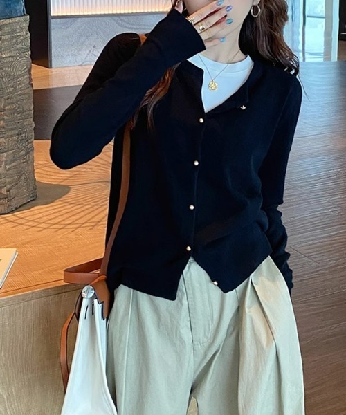 金ボタンニットカーディガン ラウンドネック オフィスカジュアル きれいめカジュアル レディース（カーディガン/ボレロ）｜SEU（エスイーユー）のファッション通販  - ZOZOTOWN