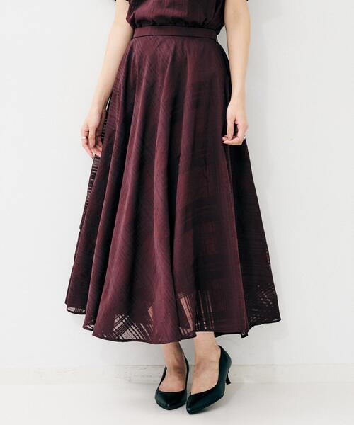 UNTITLED（アンタイトル）の「【セットアップ可/後ろウエストゴム】シアーチェックスカート（スカート・レディース・パープル系/チャコールグレー・50/48/46/44/42/04/03/02/01/00）」の2枚目の写真