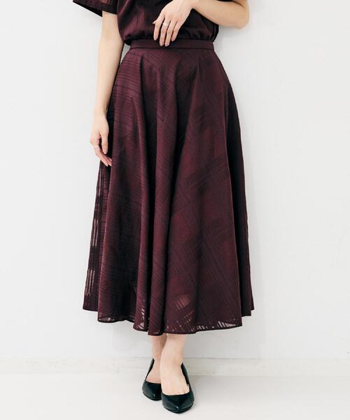 UNTITLED（アンタイトル）の「【セットアップ可/後ろウエストゴム】シアーチェックスカート（スカート・レディース・パープル系/チャコールグレー・50/48/46/44/42/04/03/02/01/00）」の8枚目の写真