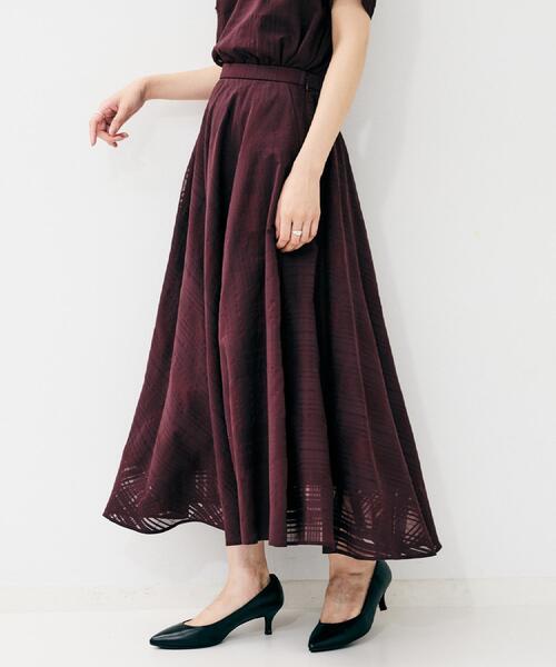 UNTITLED（アンタイトル）の「【セットアップ可/後ろウエストゴム】シアーチェックスカート（スカート・レディース・パープル系/チャコールグレー・50/48/46/44/42/04/03/02/01/00）」の9枚目の写真