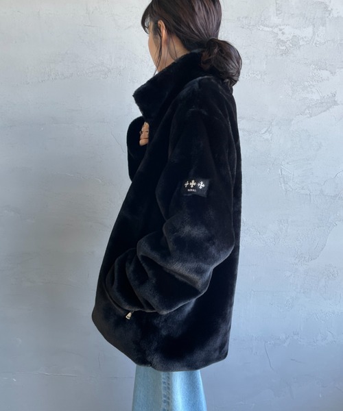 【yaya⭐︎】TATRASタトラスアストーニ/L/ブラックファージャケット TATRAS（タトラス） ブルゾン エコファー アストーニ ASTONI 2025-26年