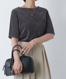 un dix cors（アンディコール）の「《さりげない透け感・着回し万能》シアーベロア5分袖プルオーバー（Tシャツ/カットソー）」