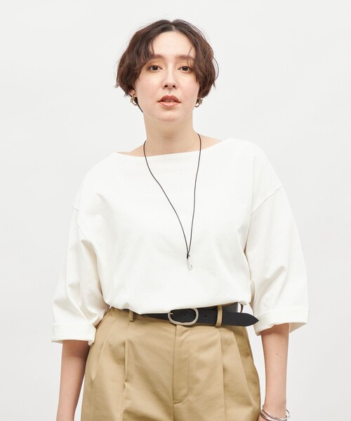 NOLLEY’S(ノーリーズ)の「【MD 二見☆別注】oversized cotton T-shirt(Tシャツ/カットソー・レディース・ダークグリーン/ブラック/オフホワイト/ブルー系その他7/ホワイト系その他4・FREE)」の11枚目の写真