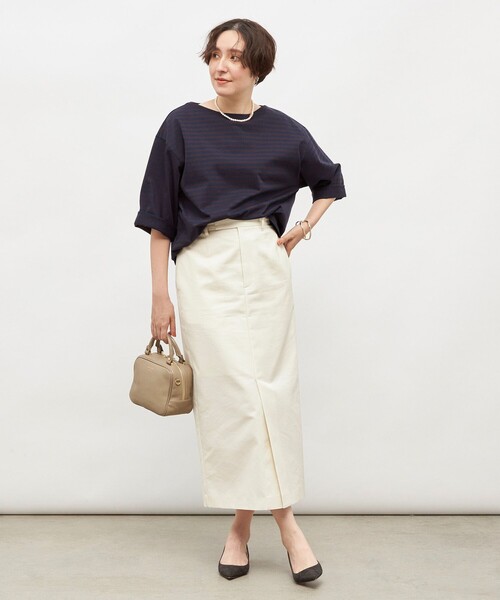 NOLLEY’S(ノーリーズ)の「【MD 二見☆別注】oversized cotton T-shirt(Tシャツ/カットソー・レディース・ダークグリーン/ブラック/オフホワイト/ブルー系その他7/ホワイト系その他4・FREE)」の16枚目の写真