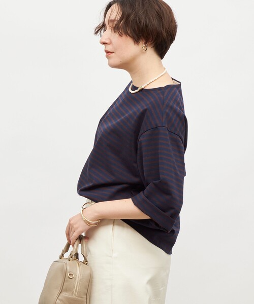 NOLLEY’S(ノーリーズ)の「【MD 二見☆別注】oversized cotton T-shirt(Tシャツ/カットソー・レディース・ダークグリーン/ブラック/オフホワイト/ブルー系その他7/ホワイト系その他4・FREE)」の21枚目の写真