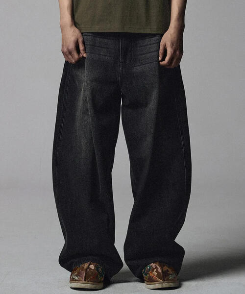 NOT4NERD(ノットフォーナード)の「NOT4NERD/ノットフォーナード/Linen Curved Wide Pants(デニムパンツ・メンズ・ブラック/その他18・L/XL)」の5枚目の写真