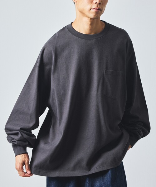 FREAK'S STORE（フリークスストア）の「限定展開 9オンス Heavyweight ビッグシルエット クルーネック ロングスリーブTシャツ/ヘビーウェイト/ロンTEE（Tシャツ/カットソー・メンズ・ネイビー/スミクロ/ホワイト/ホワイト系その他/ブラック/アッシュグレー・SMALL/MEDIUM/LARGE）」の4枚目の写真